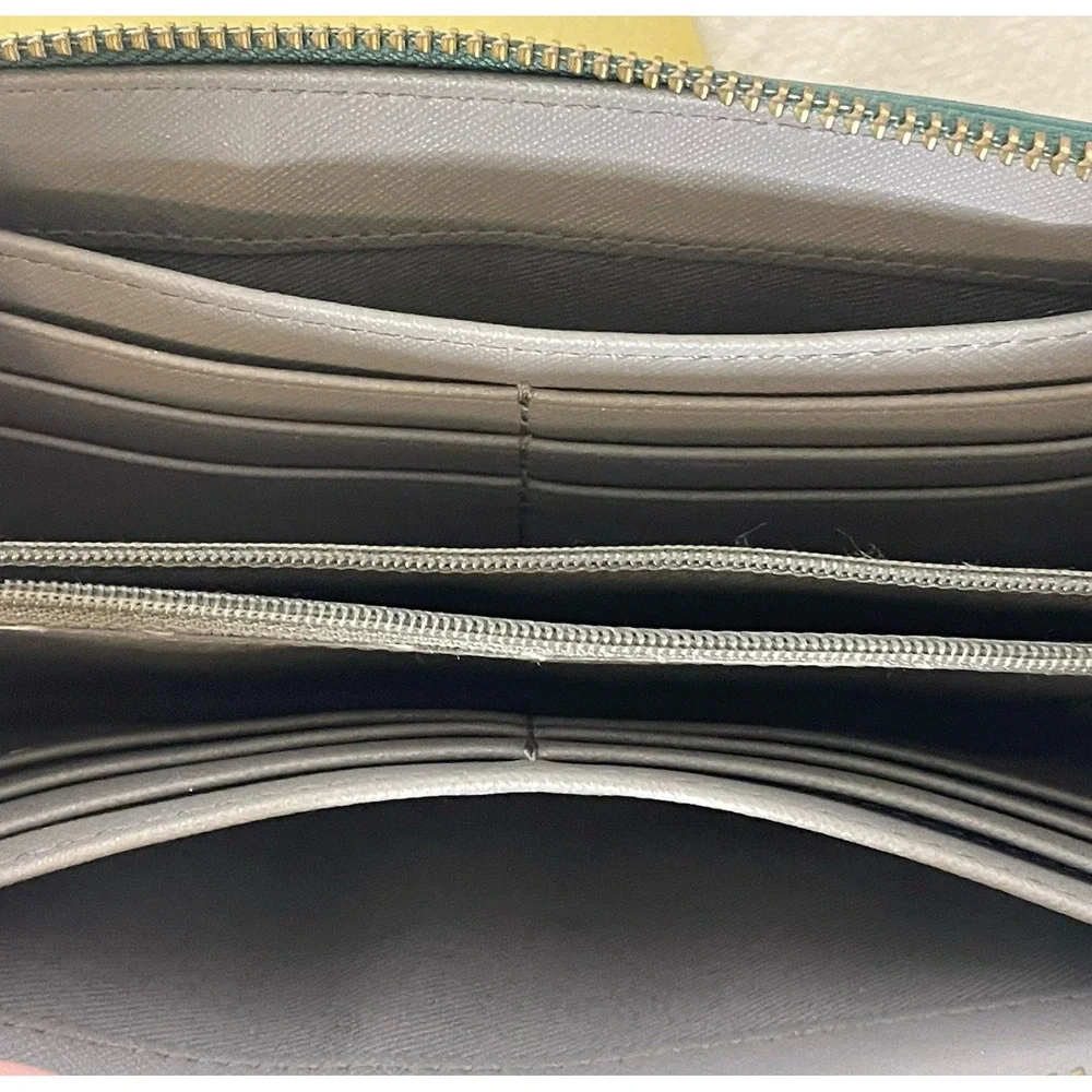 Fossil Womens Zip Around Wallet Teal Green‎ Leather